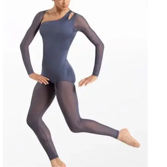 Balera One-Shoulder Mesh detail unitard MC - Picture 1 of 4